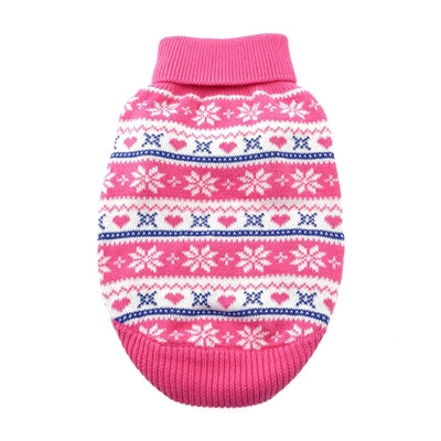 100% Pure Combed Cotton Dog Sweater PINK SNOWFLAKE and HEARTS