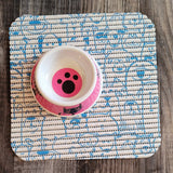 Cat Print Pet Dish: Pink Paw Print