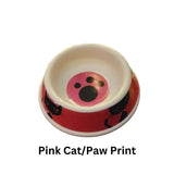 Cat Print Pet Dish: Pink Paw Print