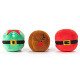 Midlee Designs Christmas Plush Dog Balls- Pack of 3 Santa, Reindeer & Elf