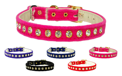 Velvet Rhinestone Cat Collar