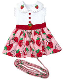 Strawberry Picnic Dress with Matching Leash