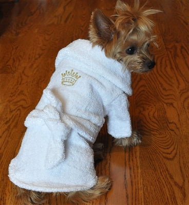 White Gold Crown Bathrobe 100% Combed Cotton Terrycloth