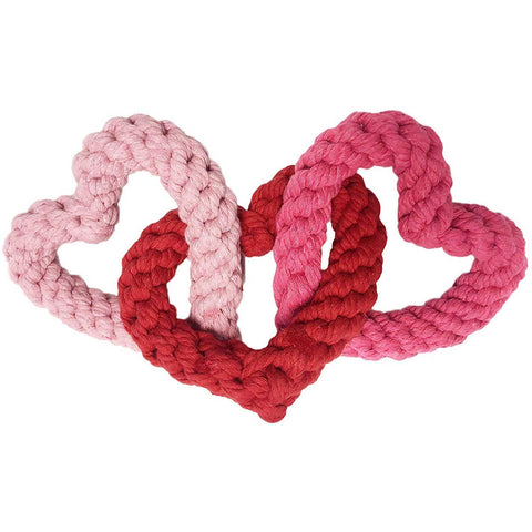 Midlee Designs Interlocking Heart Rope Valentine Dog Toy