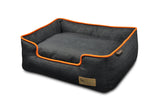 Lounge Bed - Denim with Orange Trim