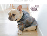 Black Plaid Waterproof Raincoat For Large Dogs