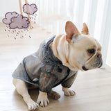 Black Plaid Waterproof Raincoat For Large Dogs