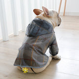 Black Plaid Waterproof Raincoat For Large Dogs