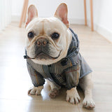 Black Plaid Waterproof Raincoat For Large Dogs