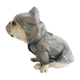 Black Plaid Waterproof Raincoat For Large Dogs