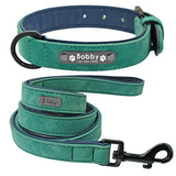 Personalized Leather Padded Dog Collar and Leash