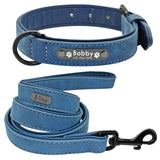 Personalized Leather Padded Dog Collar and Leash