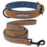 Personalized Leather Padded Dog Collar and Leash