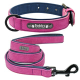 Personalized Leather Padded Dog Collar and Leash