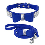Rhinestone Bling Leather Collar & Leash Set