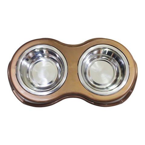Pet Diner with 2 Bowls Stainless Steel Snap In Medium By Boomer N Chaser